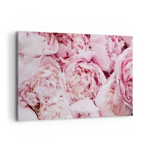 Cuadro sobre lienzo - Impresión de Imagen - Un primer plano de un ramo de peonías rosas. - 120x80cm - Cálido y fragante - Decoración de pared moderna para salón y dormitorio ARTTOR