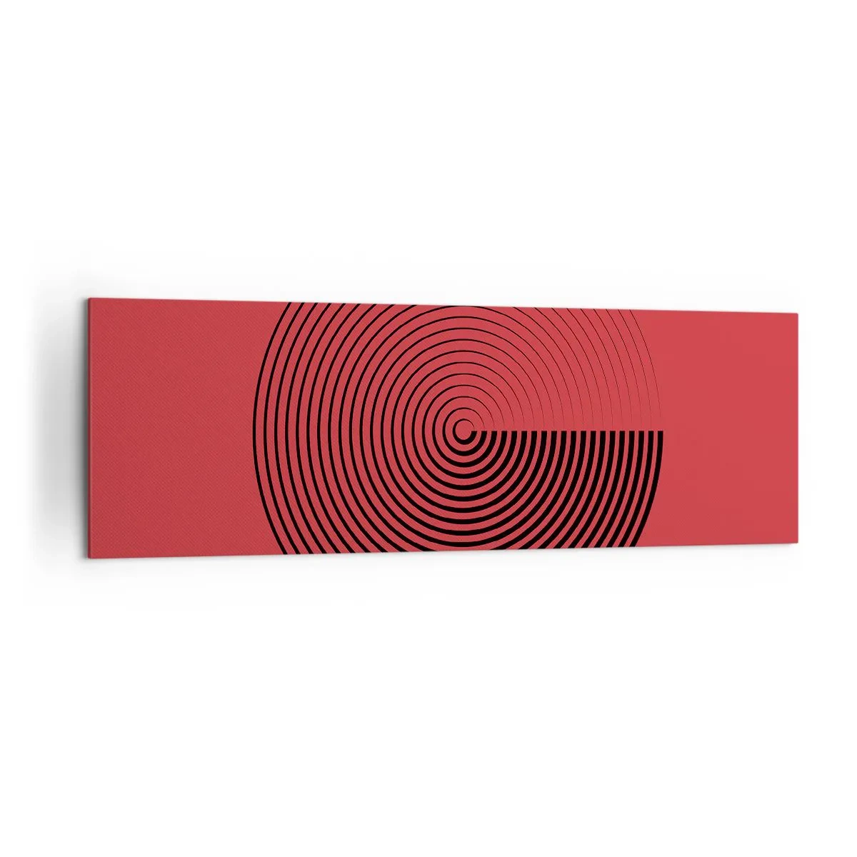 Cuadro sobre lienzo - Impresión de Imagen - Círculos concéntricos sobre fondo rojo - 160x50cm - Movimiento circular - Decoración de pared moderna para salón y dormitorio ARTTOR