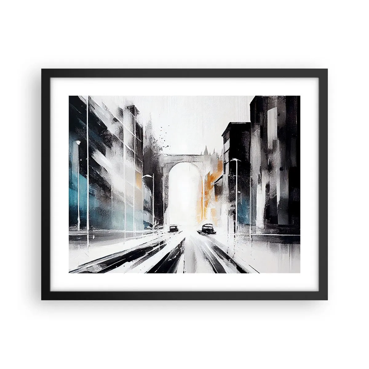Póster en marco negro - Estudio de la ciudad: arquitectura y movimiento - 50x40 cm