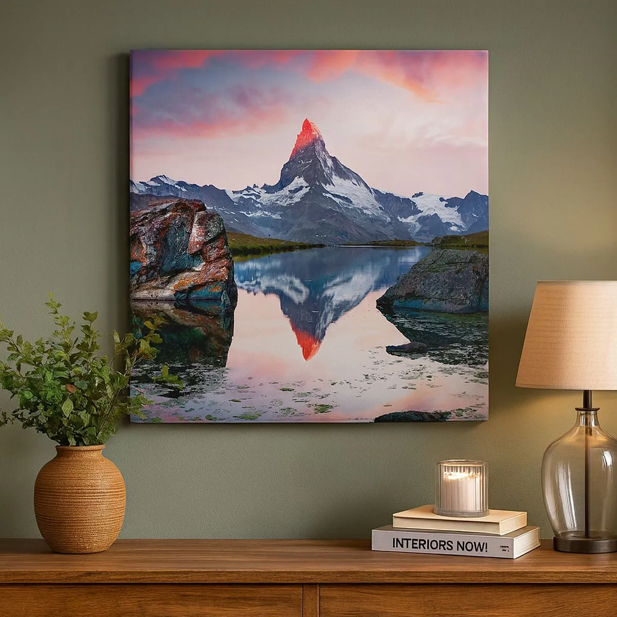 Cuadro sobre lienzo - Impresión de Imagen - El corazón de las montañas arde - 30x30 cm