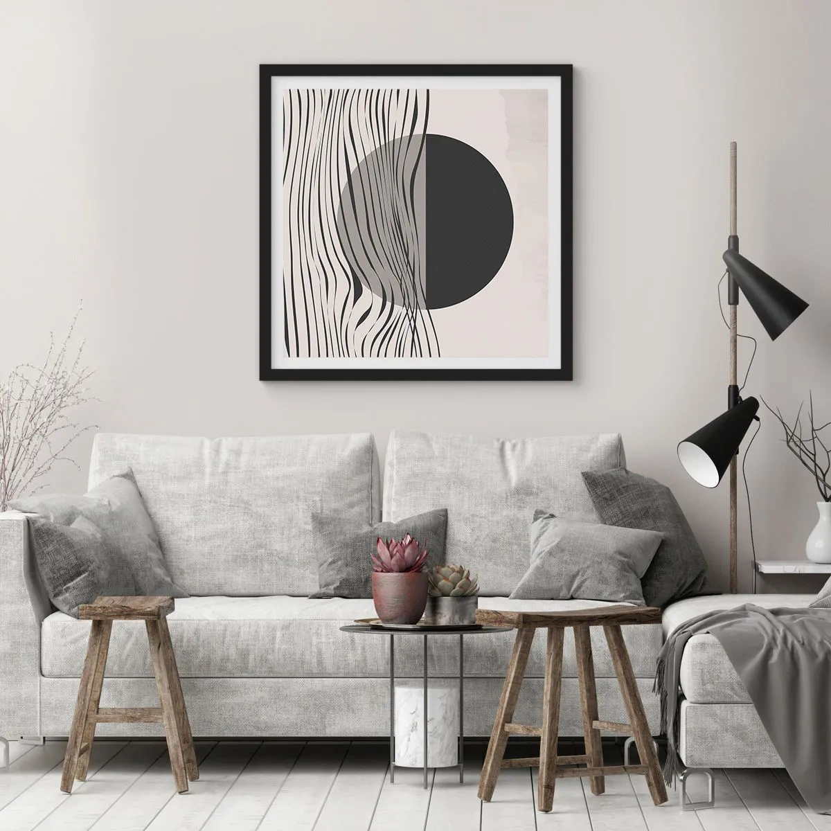 Póster en marco negro - Media composición - 60x60 cm