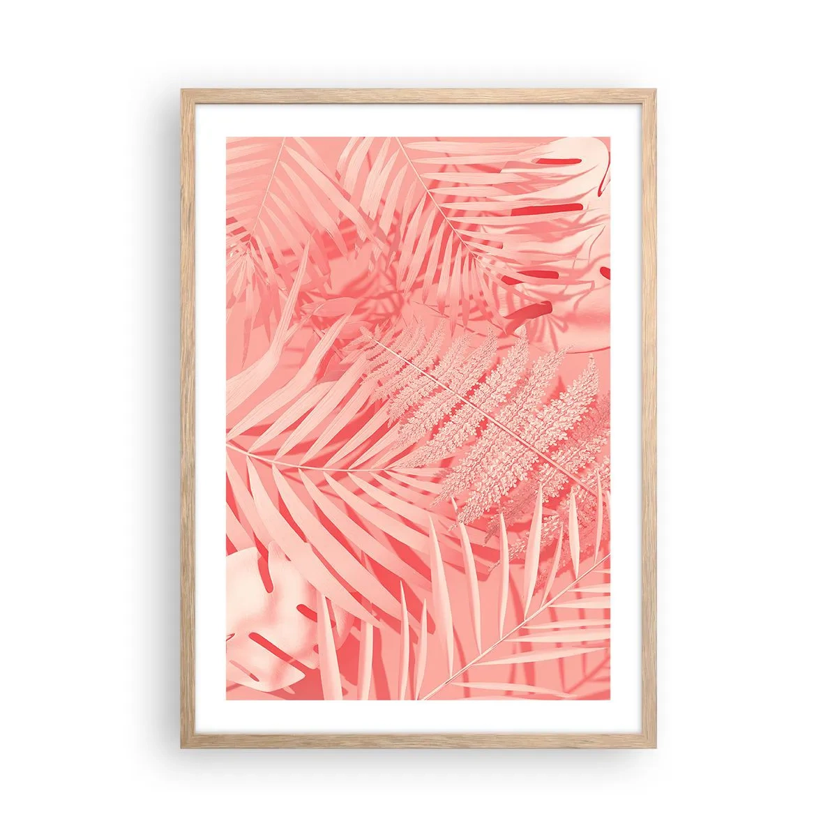 Póster en marco roble claro - Concepto rosa - 50x70 cm