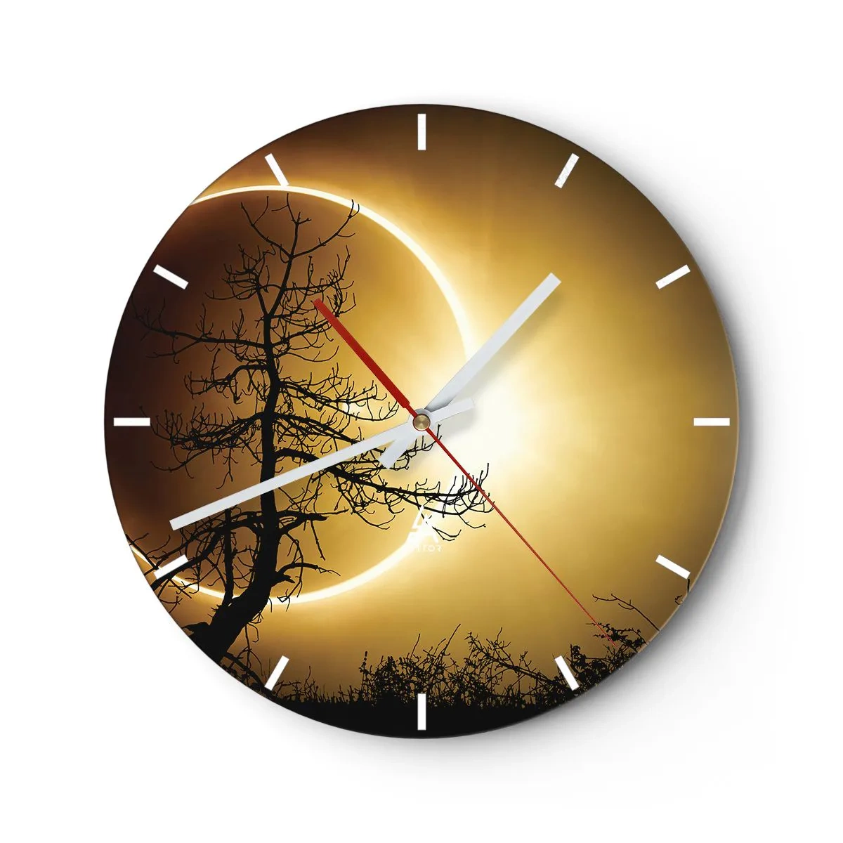 Reloj de pared - Reloj de vidrio - Eclipse total - 40x40 cm