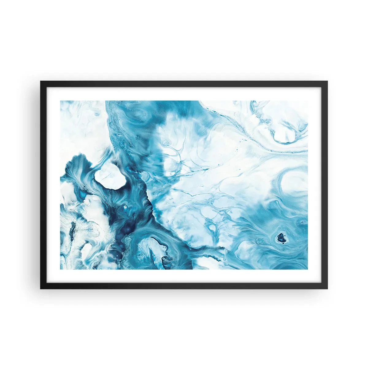 Póster en marco negro - Patrón abstracto en tonos azules - 70x50cm - Un concierto azul - Decoración de pared moderna para salón y dormitorio ARTTOR