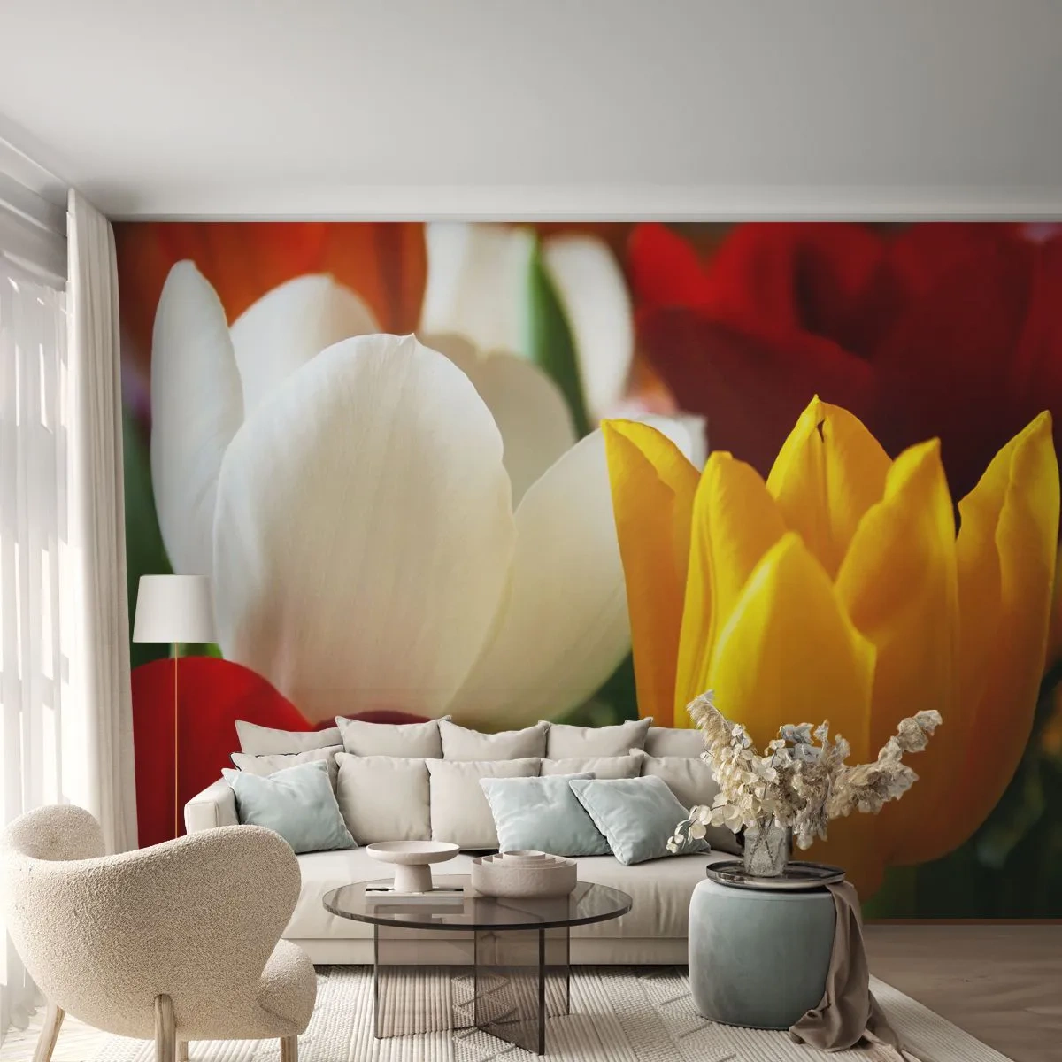 Fotomural Premium Canvas - Fiebre del tulipán - flores, tulipanes, Ramo de flores - 250x175 cm