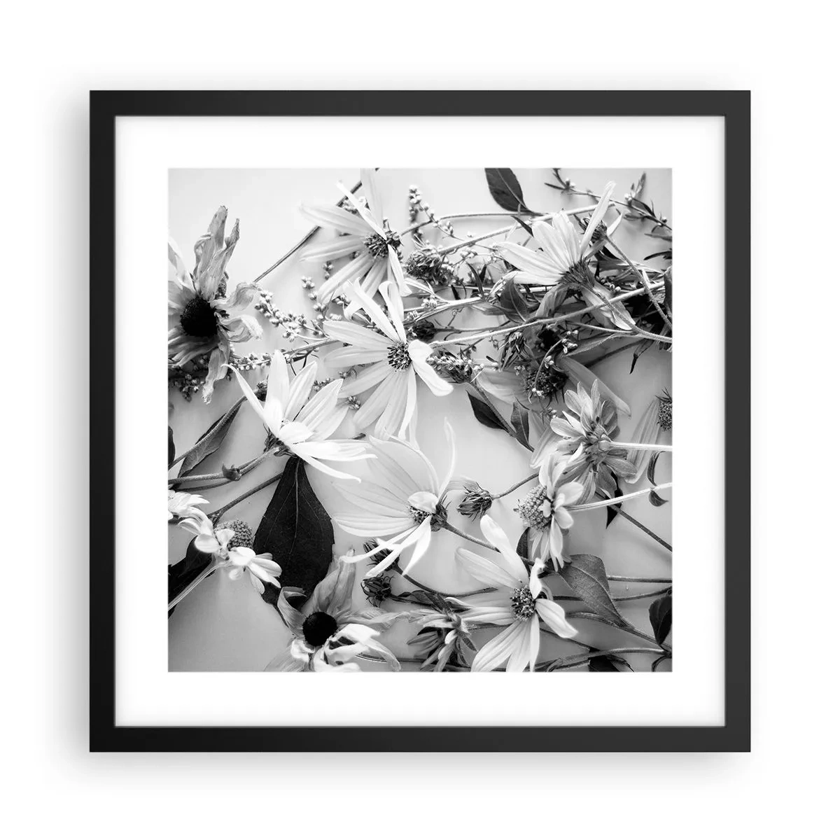 Póster en marco negro - Un no ramo de flores - 40x40 cm