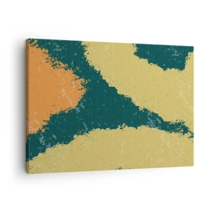 Cuadro sobre lienzo - Impresión de Imagen - Manchas abstractas en colores terrosos y verdes - 70x50cm - Abstracción - a cámara lenta - Decoración de pared moderna para salón y dormitorio ARTTOR