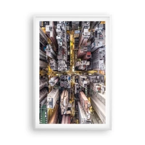 Póster en marco blanco - Saludos desde Hong Kong - 61x91 cm