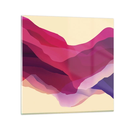 Cuadro sobre vidrio - Impresiones sobre Vidrio - Ondas púrpuras - 60x60 cm