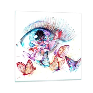 Cuadro sobre vidrio - Impresiones sobre Vidrio - El encanto de los ojos de cuento de hadas - 30x30 cm
