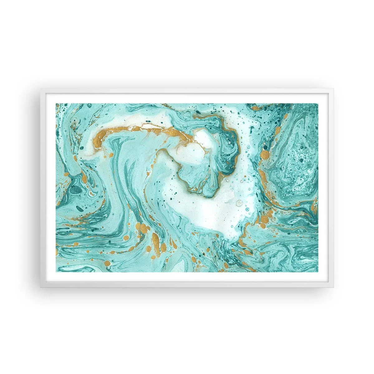 Póster en marco blanco - Bajo la gran ola del periodo Edo - 91x61 cm