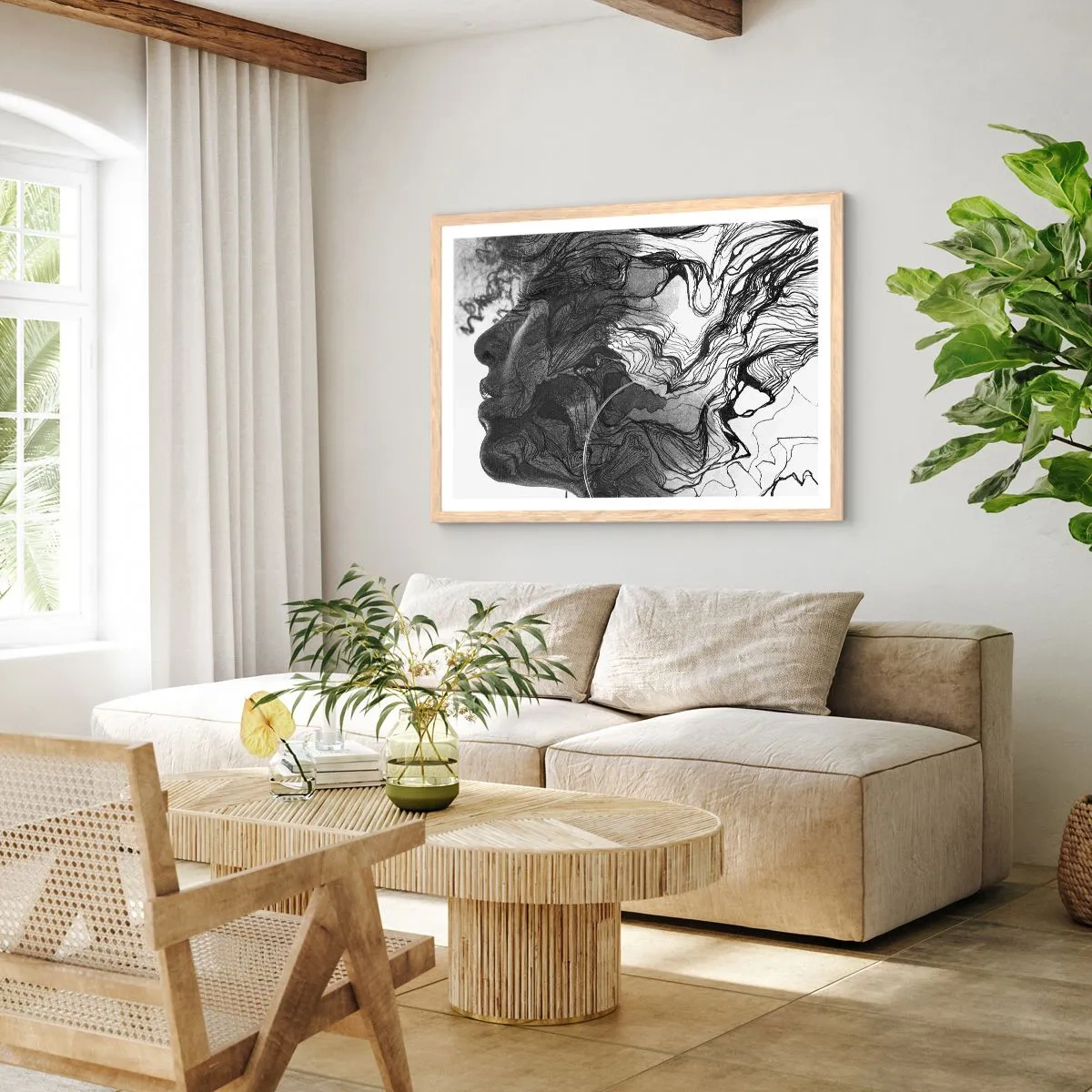 Póster en marco roble claro - Enredada en sueños - 100x70 cm