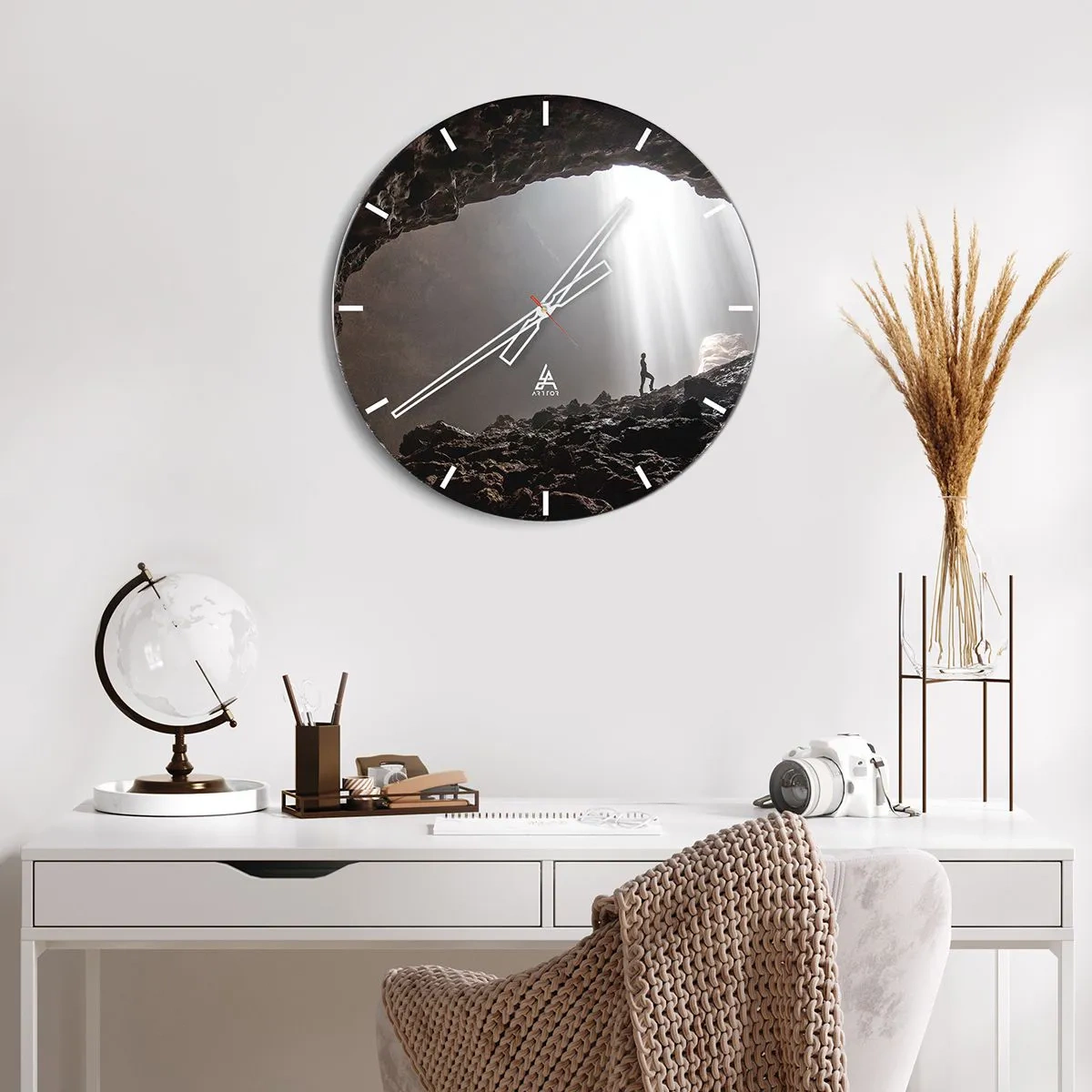 Reloj de pared - Reloj de vidrio - Gruta luminosa - 40x40 cm