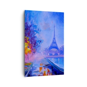 Cuadro sobre lienzo - Impresión de Imagen - Una avenida con farolas en París con la Torre Eiffel al fondo - 80x120cm - Un paseo de ensueño - Decoración de pared moderna para salón y dormitorio ARTTOR