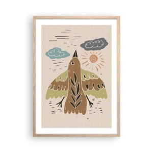 Póster en marco roble claro - Vuelo alegre - 50x70 cm