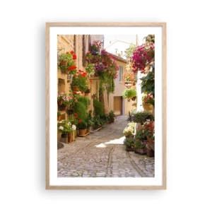 Póster en marco roble claro - En un torrente de flores - 50x70 cm