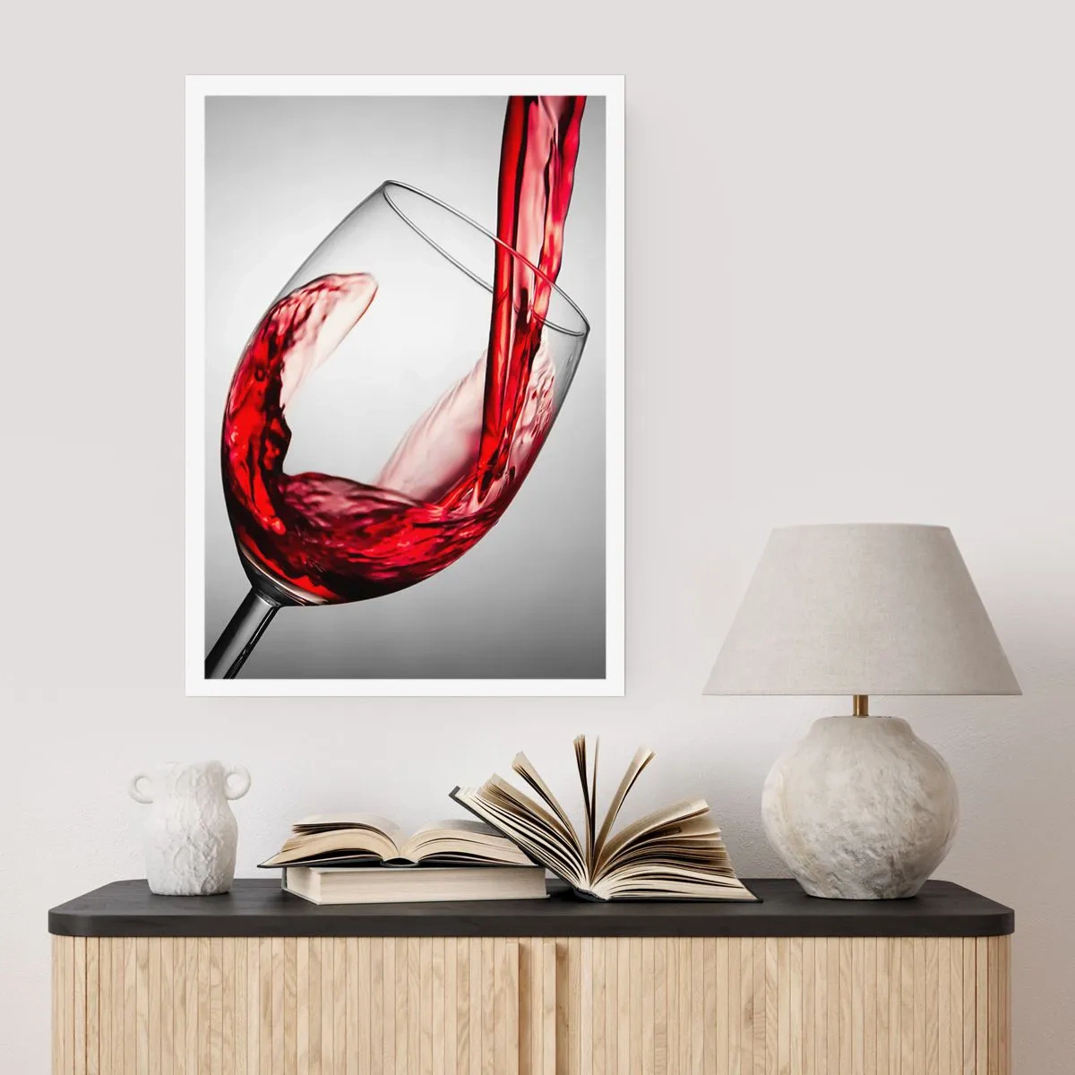 Póster - Vino tinto vertido en una copa - 50x70cm - Color - Movimiento - Sonido - Decoración de pared moderna para salón y dormitorio ARTTOR