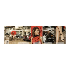 Muestra de fotomural Premium Sand - Un mini viaje sentimental - Mujer, Arquitectura, Auto - 100x30 cm