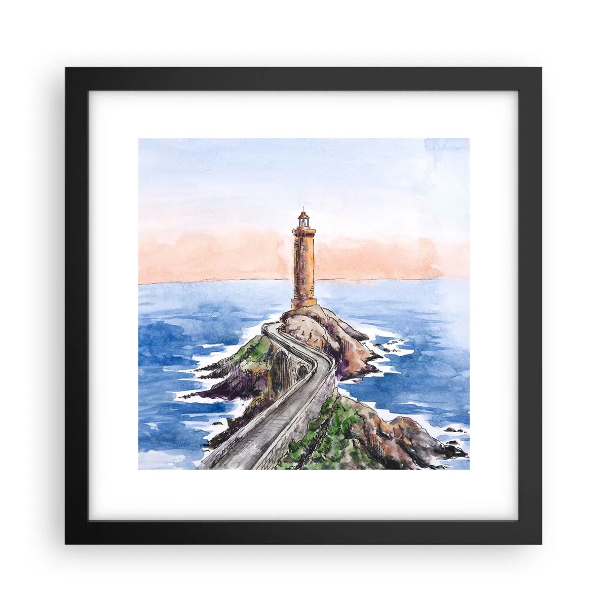 Póster en marco negro - Frente al mar - 30x30 cm