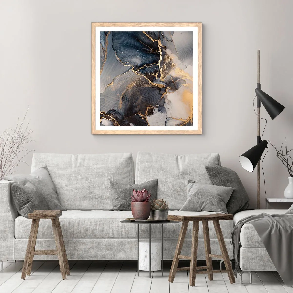 Póster en marco roble claro - La vida de una piedra - 60x60 cm