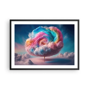 Póster en marco negro - Una nube en forma de espiral con colores pastel en el cielo. - 70x50cm - El sueño de un parque de atracciones - Decoración de pared moderna para salón y dormitorio ARTTOR