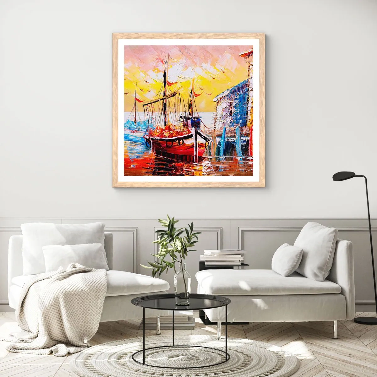Póster en marco roble claro - Feliz regreso - 40x40 cm