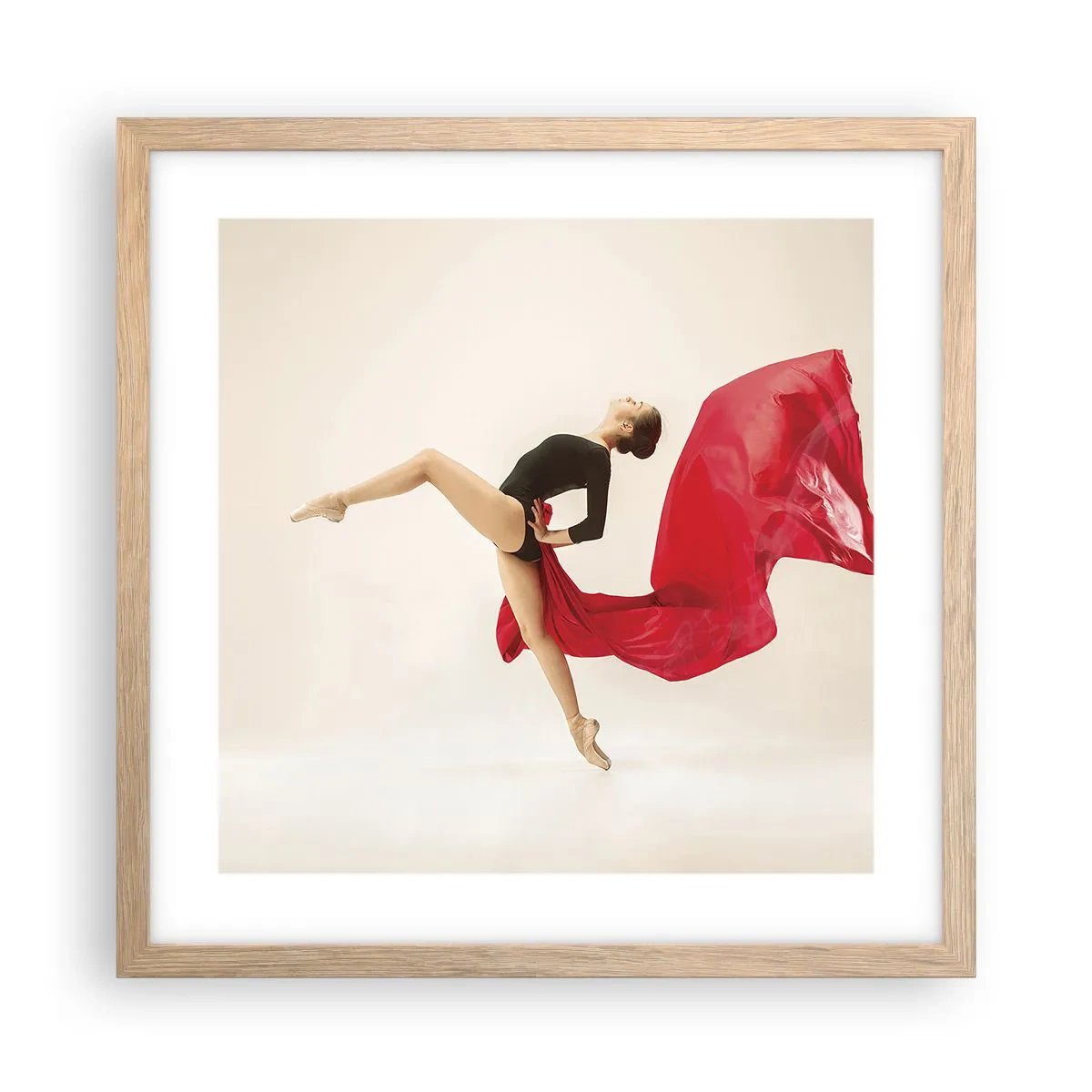 Póster en marco roble claro - Rojo y negro - 40x40 cm