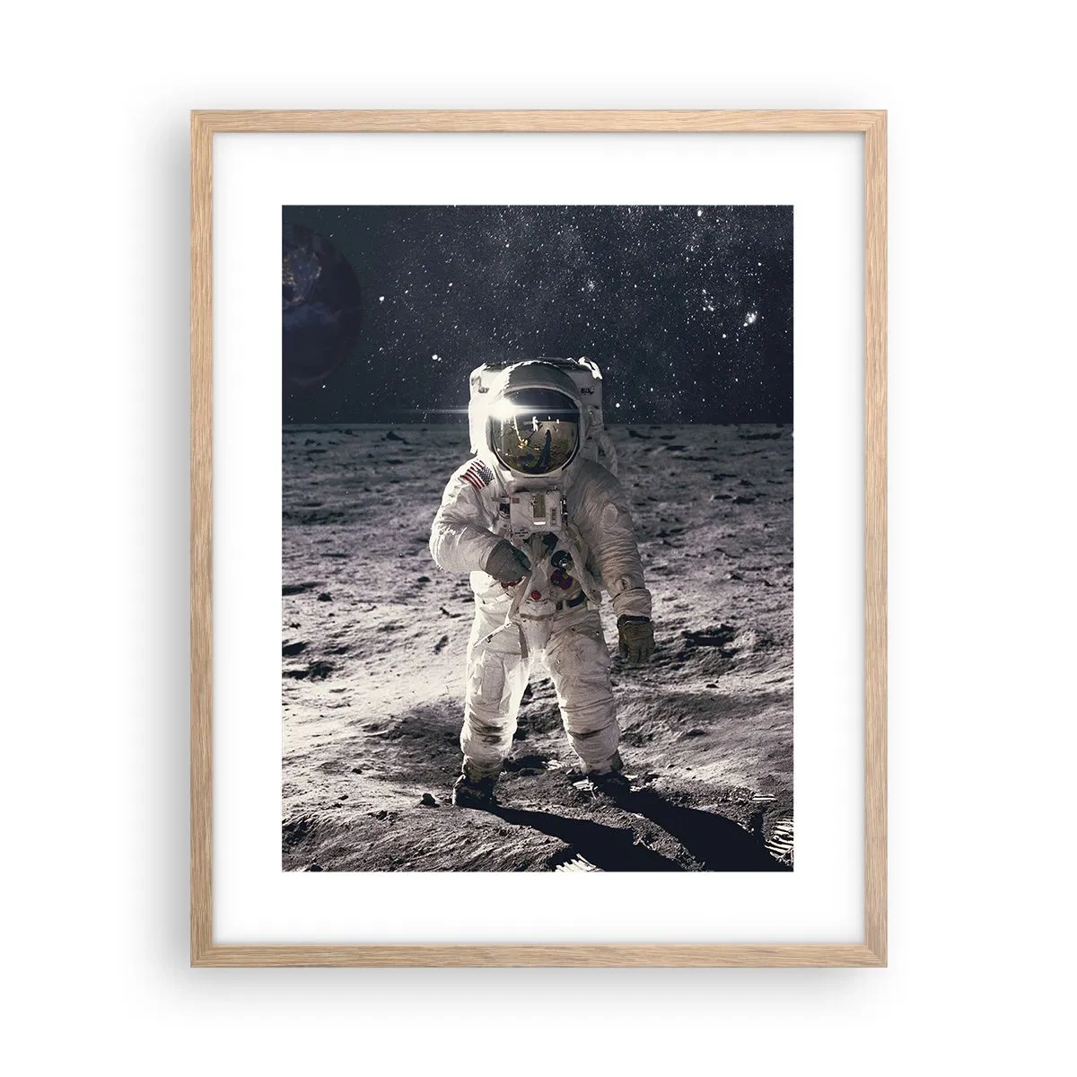 Póster en marco roble claro - Saludos desde la Luna - 40x50 cm
