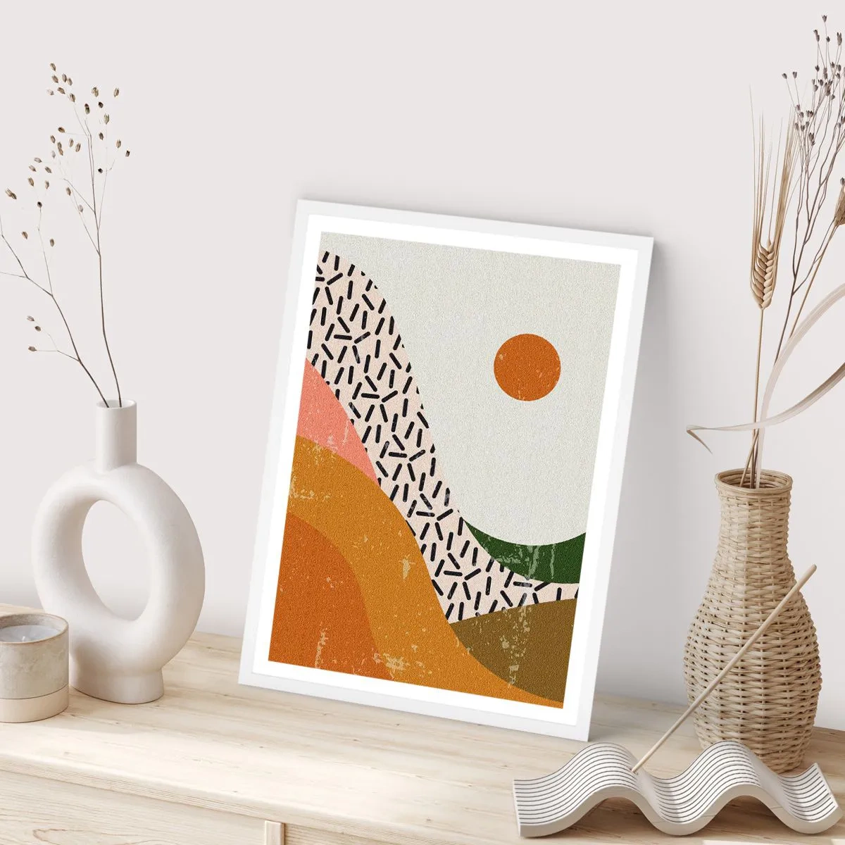 Póster en marco blanco - Abstracción solar - 50x70 cm