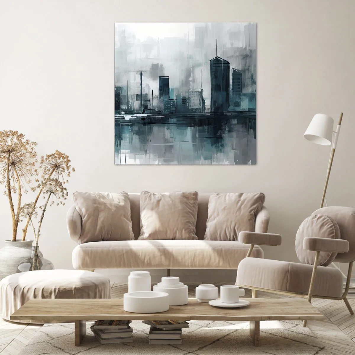 Cuadro sobre lienzo - Impresión de Imagen - Ciudad color lluvia - 40x40 cm