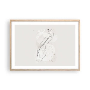 Póster en marco roble claro - Una mirada no dice nada y al mismo tiempo lo dice todo - 70x50 cm