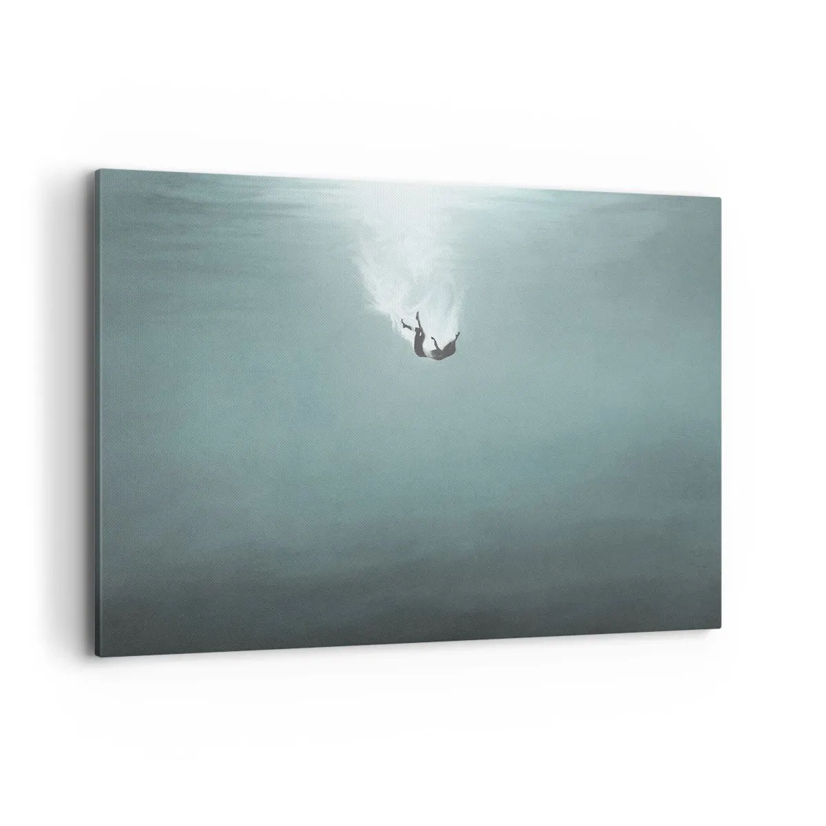 Cuadro sobre lienzo - Impresión de Imagen - Una figura sumergida en aguas turquesas profundas. - 100x70cm - En el abrazo del océano - Decoración de pared moderna para salón y dormitorio ARTTOR