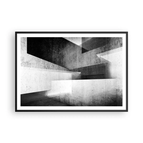Póster en marco negro - Formas geométricas en una composición monocromática - 100x70cm - La estructura del espacio - Decoración de pared moderna para salón y dormitorio ARTTOR
