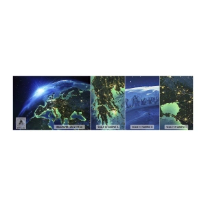Muestra de fotomural Premium Canvas - Una Europa resplandeciente - Cosmos, Planeta Tierra, Continentes - 100x30 cm