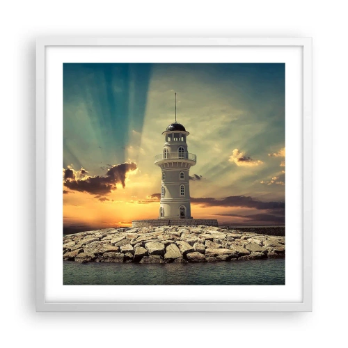 Póster en marco blanco - Luz - Bondad - Belleza - 50x50 cm