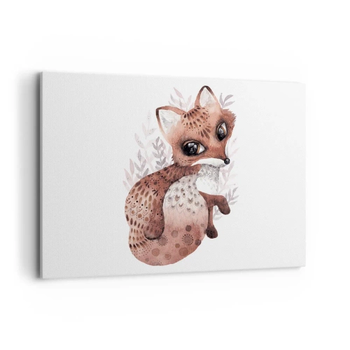 Cuadro sobre lienzo - Impresión de Imagen - Un lindo zorro de acuarela sobre un fondo claro. - 100x70cm - Dulzura y amor - Decoración de pared moderna para salón y dormitorio ARTTOR