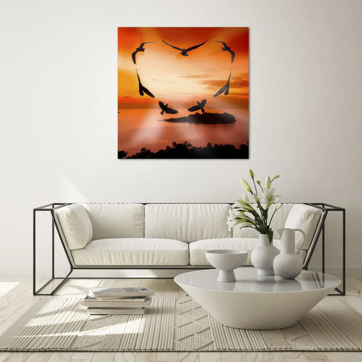 Cuadro sobre vidrio - Impresiones sobre Vidrio - Ama el mundo como los pájaros - 70x70 cm