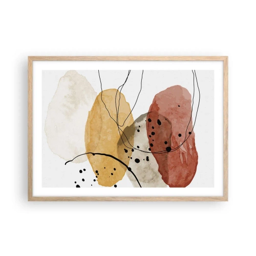 Póster en marco roble claro - Líneas y transparencias - 70x50 cm