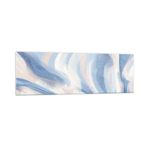 Cuadro sobre vidrio - Impresiones sobre Vidrio - Pinceladas abstractas en tonos azules y beige - 160x50cm - Ondas azules - Decoración de pared moderna para salón y dormitorio ARTTOR