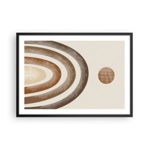 Póster en marco negro - Motivo planetario geométrico en tonos marrones - 70x50cm - En otro mundo - Decoración de pared moderna para salón y dormitorio ARTTOR