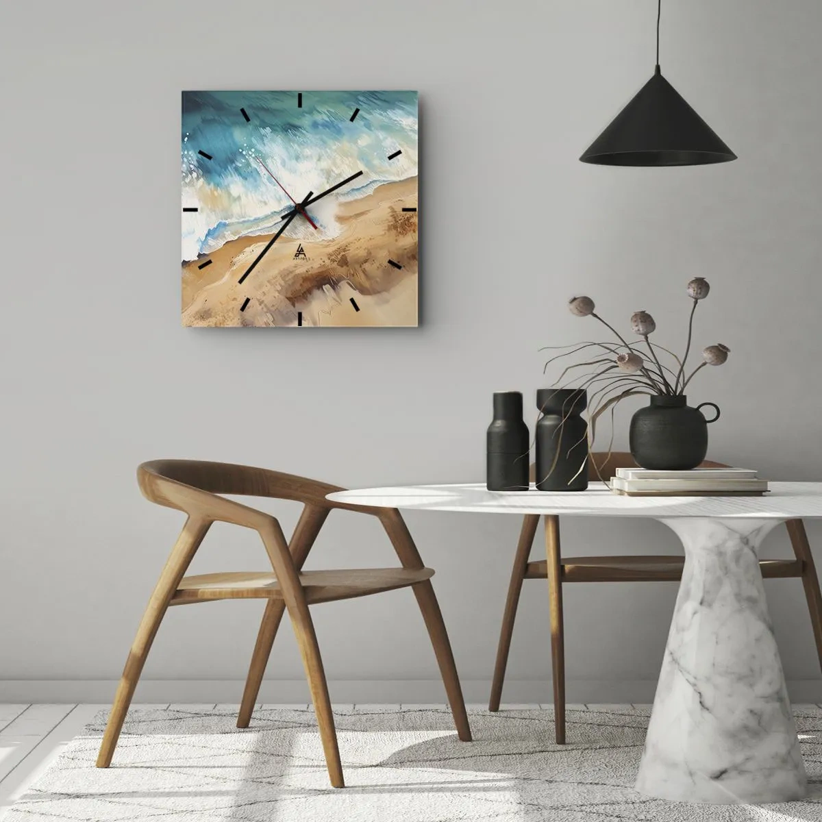 Reloj de pared - Reloj de vidrio - Olas recurrentes - 40x40 cm