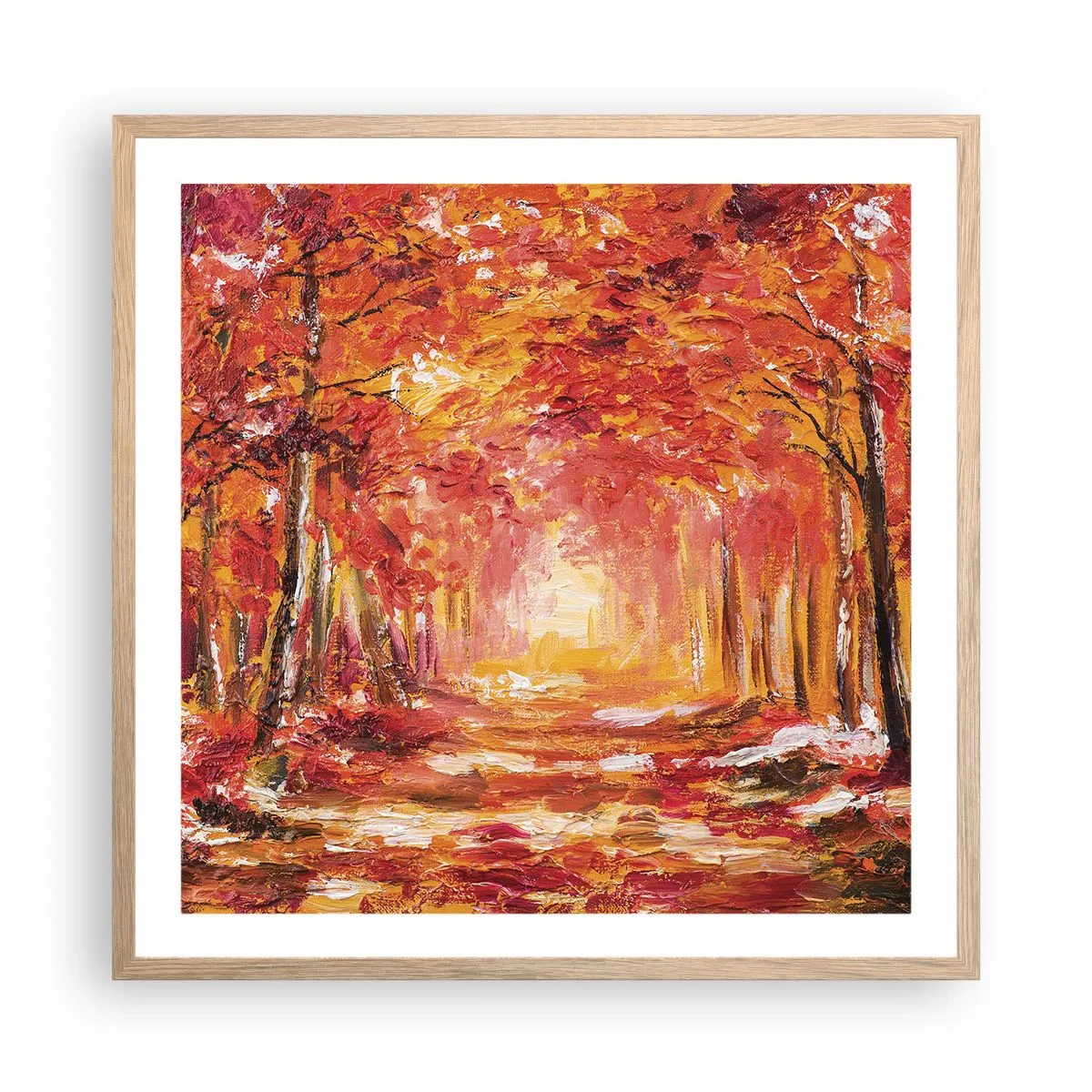 Póster en marco roble claro - Bosque de cobre - 60x60 cm