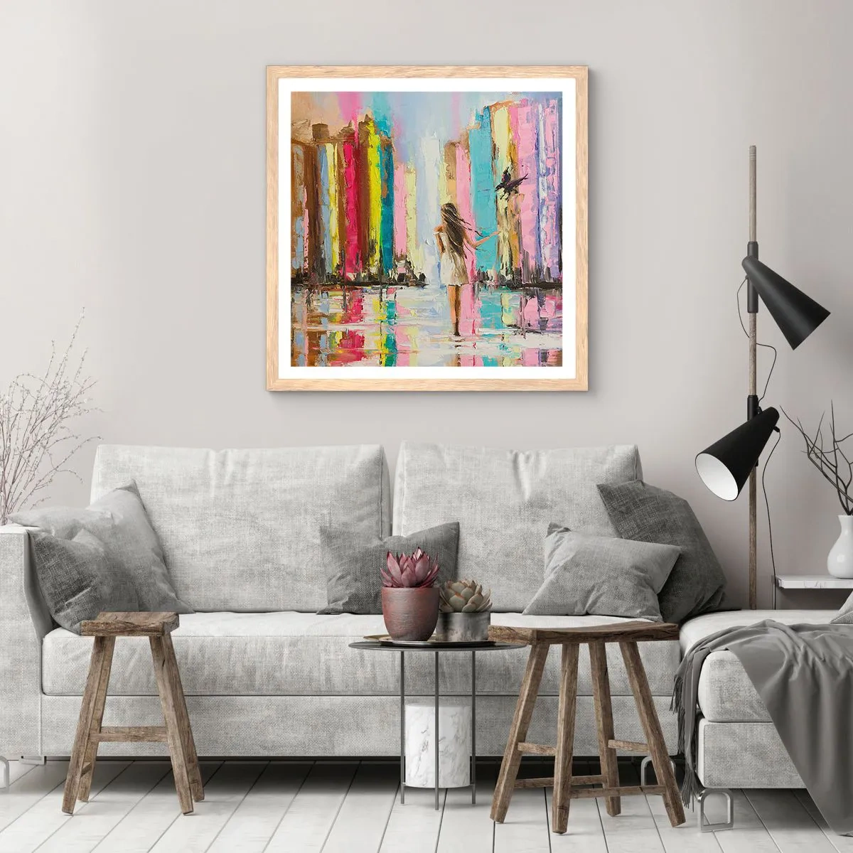 Póster en marco roble claro - Sígueme - 50x50 cm