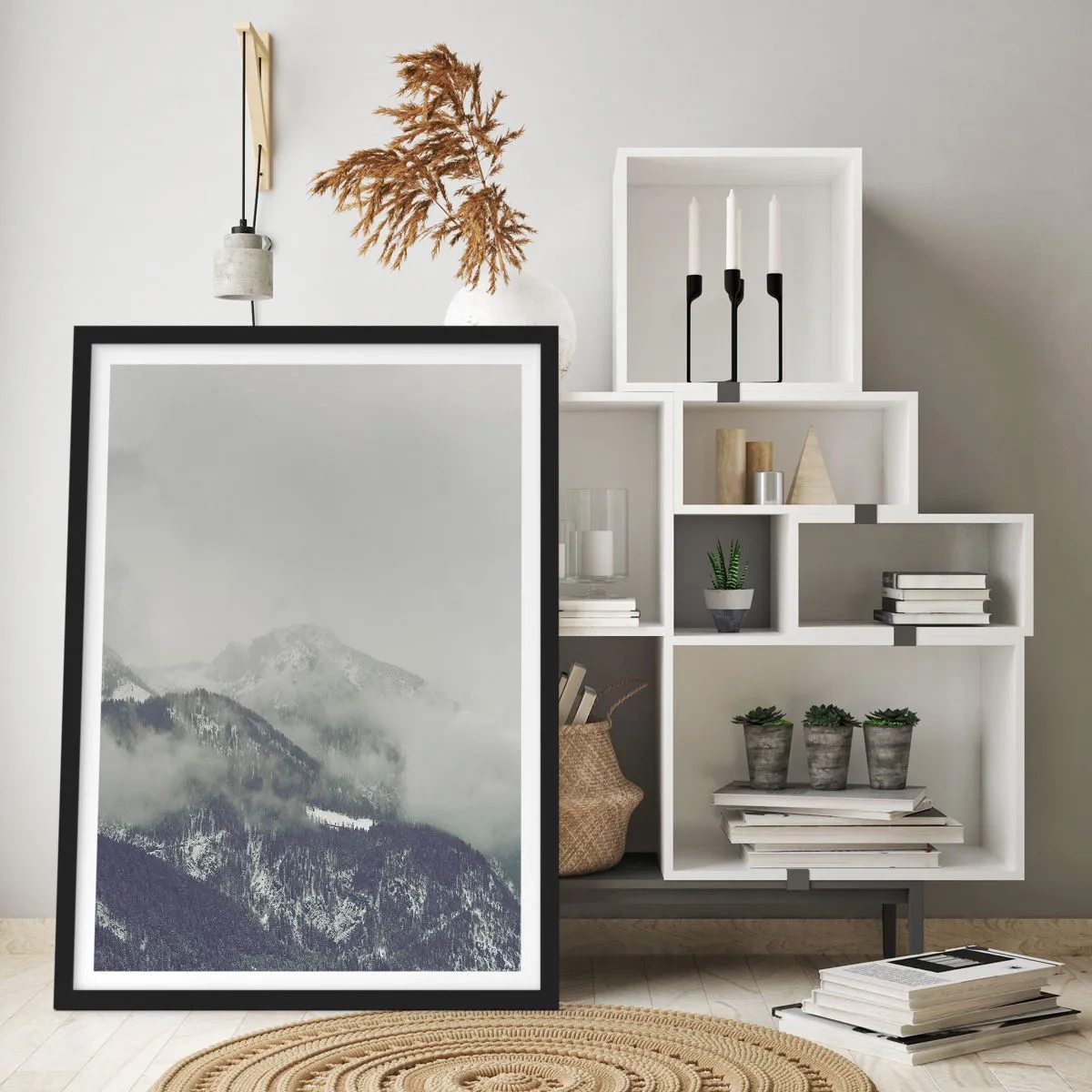 Póster en marco negro - Valle de la niebla - 61x91 cm