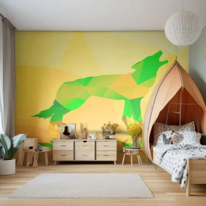 Fotomural Autadhesivo Deluxe Sticker - Lobo solitario - animales, Lobo, Figura Geométrica - 350x256 cm