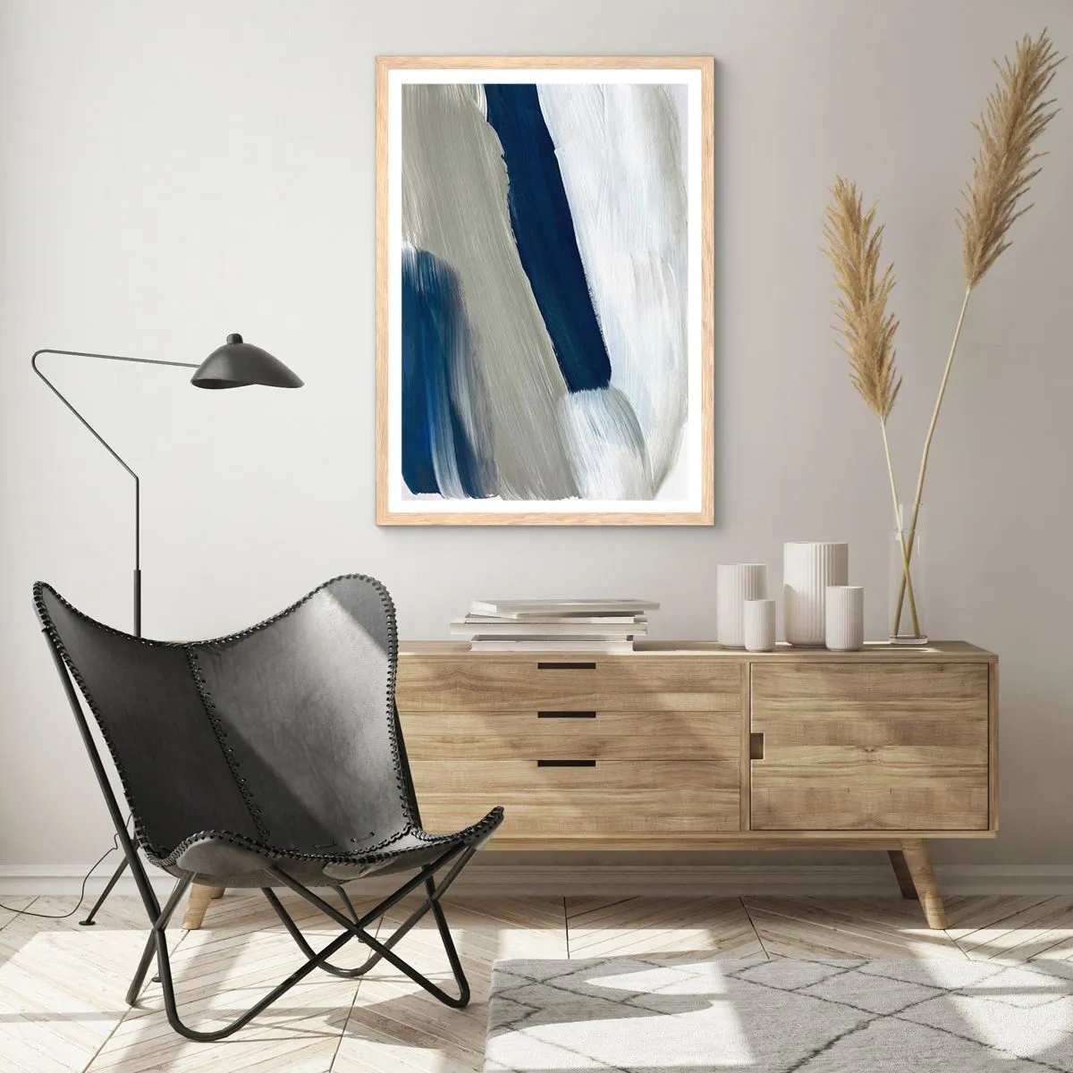 Póster en marco roble claro - Encuentro con el blanco - 40x50 cm