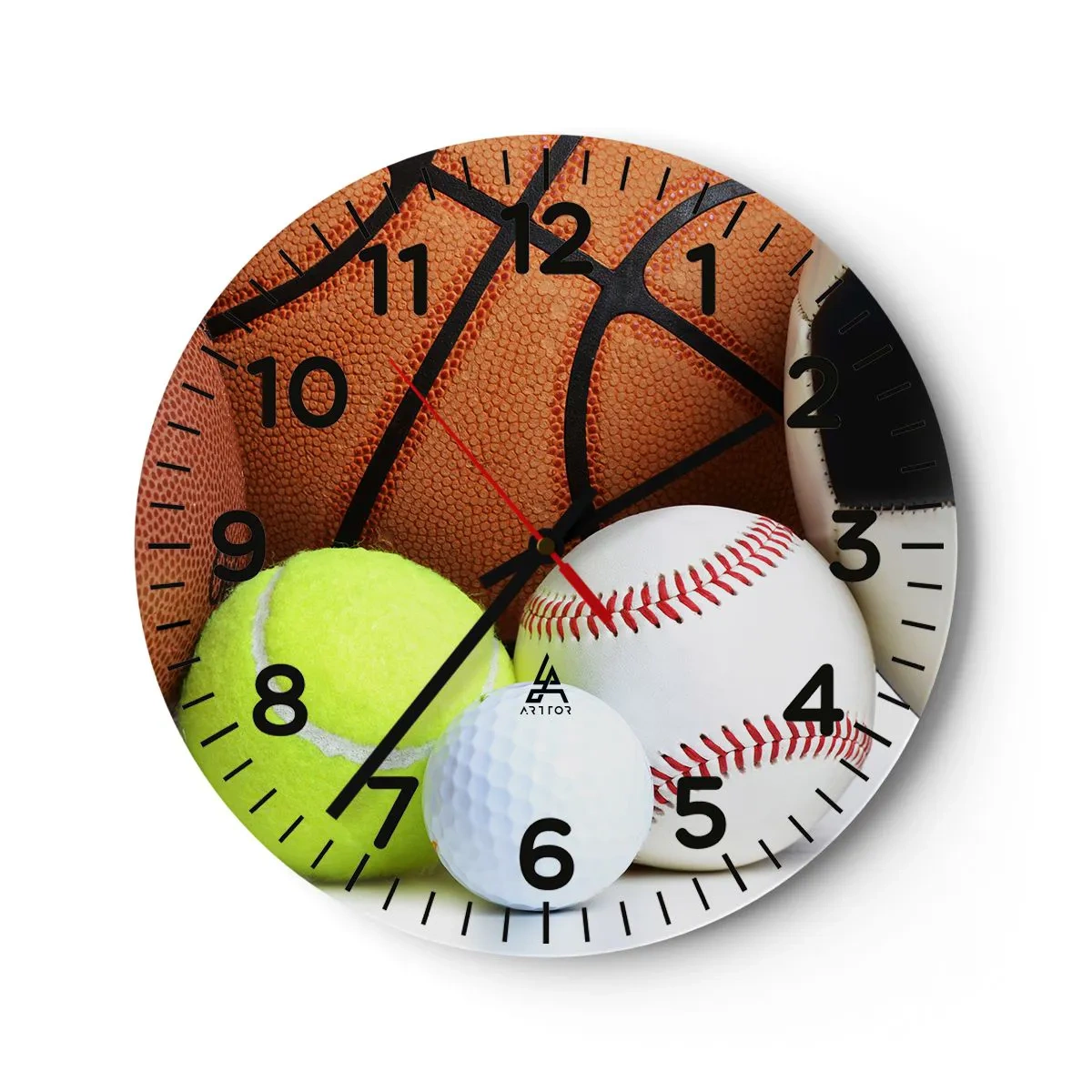 Reloj de pared - Reloj de vidrio - Unidos por el deporte - 40x40 cm