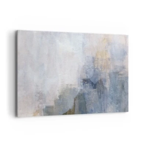 Cuadro sobre lienzo - Impresión de Imagen - Manchas abstractas sutiles en tonos azules y beige - 120x80cm - Tonos de color - Decoración de pared moderna para salón y dormitorio ARTTOR