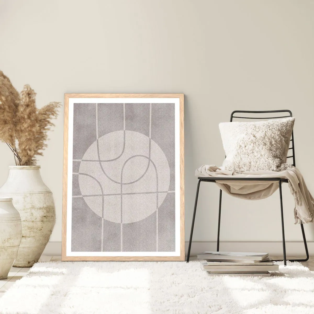 Póster en marco roble claro - Circular y rectilíneo - 70x100 cm