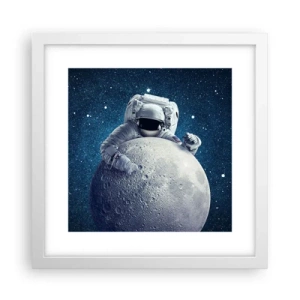 Póster en marco blanco - Bromista espacial - 30x30 cm